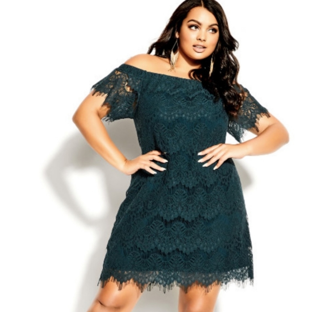 NWT City Chic Emerald off the shoulder dress